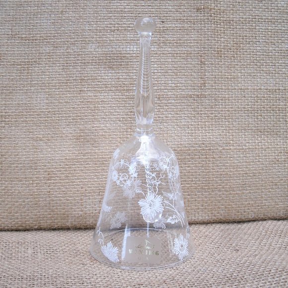 Vintage Viking Glass White Floral Design Bell - Picture 2 of 16